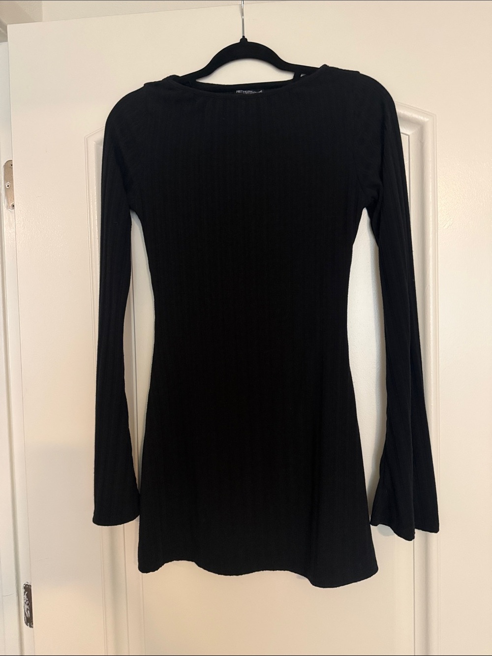 PrettyLittleThing Black Long-Sleeve Ribbed Mini Dress NWOT